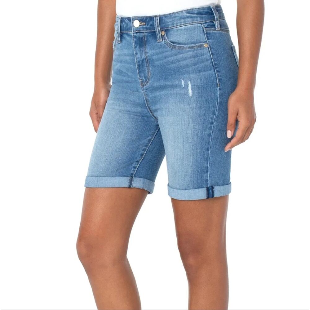 Liverpool Kristy Hi-Rise Denim Bermuda Shorts Stretch Rolled Cuff NWT - 6/28 - Picture 3 of 10
